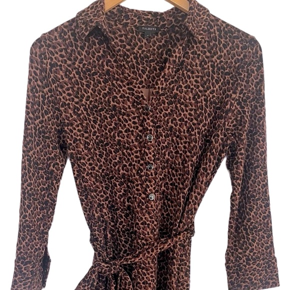 Talbots Like New Stretch Jersey 3/4 Sleeve Tie Waist Dress Size Small - Picture 3 of 5